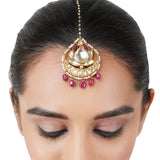 Gold Plated Kundan Lotus Tika
