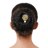 Gold Plated Zircon Flower Juda Pin
