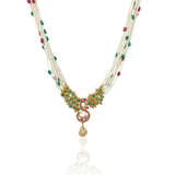 Gold Plated Poorak Ruby Onyx Necklace Set