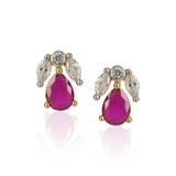 Basant Gold Plated Zircon Ruby Necklace Set