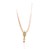 Gold Plated Poorak Ganapati Carved Coral Necklace Set
