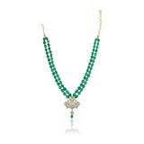 Basant Gold Plated Zircon Green Onyx Necklace Set