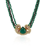 Gold Plated Poorak Green Onyx  Necklace Set