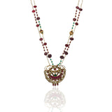 Gold Plated Poorak Kundan Red Green Necklace Set