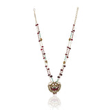 Gold Plated Poorak Kundan Red Green Necklace Set