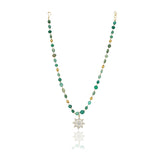 Basant Gold Plated Zircon Green Onyx Necklace Set
