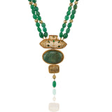 Gold Plated Poorak Green Heritage Necklace Set