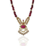 Gold Plated Poorak Kundan Tourmaline Heritage Necklace Set