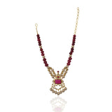 Gold Plated Poorak Kundan Tourmaline Heritage Necklace Set