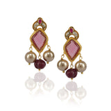 Gold Plated Poorak Kundan Tourmaline Heritage Necklace Set