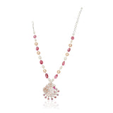 Basant Rose Gold  Plated Zircon Tourmaline Pearl Necklace Set