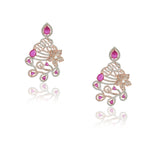 Basant Rose Gold  Plated Zircon Tourmaline Pearl Necklace Set