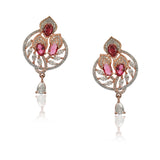 Basant Rose Gold Plated Zircon Rhodolite Necklace Set