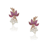 Basant Rose & Silver Plated Zircon Pearl Ruby Flower Necklace Set