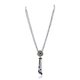 Silver Plated Poorak Zircon Blue Tassel Necklace Set