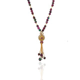 Gold Plated Poorak Tourmaline Tassel Necklace Set