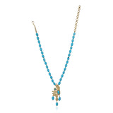 Gold Plated Poorak Turquoise Zircon Floral Necklace Set