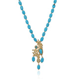 Gold Plated Poorak Turquoise Zircon Floral Necklace Set
