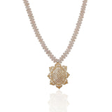 Gold Plated Poorak Rose Quartz Zircon Pendant Necklace Set