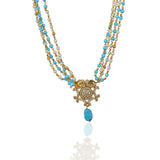 Gold Plated Poorak Zircon Turquoise Necklace Set