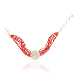 Basant Gold Plated Zircon Pearl Coral Choker Set