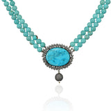Silver Plated Poorak Victorian Turquoise  Necklace Set