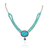 Silver Plated Poorak Victorian Turquoise  Necklace Set