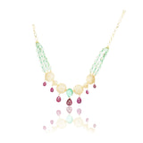 Basant Gold Plated Zircon Fluorite Ruby Necklace Set