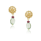Basant Gold Plated Zircon Fluorite Ruby Necklace Set