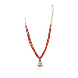 Gold Plated Poorak Coral Zircon Necklace Set