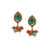Gold Plated Poorak Coral Zircon Necklace Set