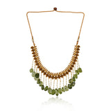 Gold Plated Poorak Peridot Tassel Necklace Set