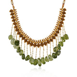 Gold Plated Poorak Peridot Tassel Necklace Set