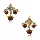 Gold Plated Poorak Kundan Ruby Necklace Set
