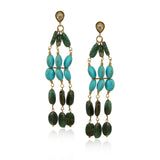 Gold Plated Poorak Kundan Haram Green Blue Necklace Set