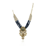 Gold Plated Poorak Kundan Pearl Iolite Choker Set