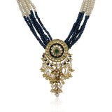 Gold Plated Poorak Kundan Pearl Iolite Choker Set