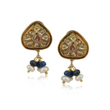 Gold Plated Poorak Kundan Pearl Iolite Choker Set