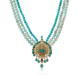 Gold Plated Poorak Turquoise Kundan Necklace Set
