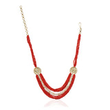 Gold Plated Poorak Kundan Coral Necklace Set