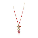 Gold Plated Poorak Kundan Coral Necklace Set