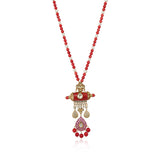Gold Plated Poorak Kundan Coral Necklace Set