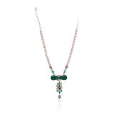Silver Plated Poorak Zircon Green Onyx Necklace Set