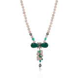 Silver Plated Poorak Zircon Green Onyx Necklace Set