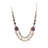Silver Plated Poorak Victorian Ruby Baroque  Necklace Set