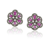 Silver Plated Poorak Victorian Ruby Baroque  Necklace Set