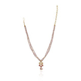 Gold Plated Poorak Ruby Rose Quartz Necklace set