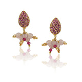 Gold Plated Poorak Ruby Rose Quartz Necklace set