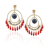 Gold Plated Bala Lapiz Coral Hoop Earrings