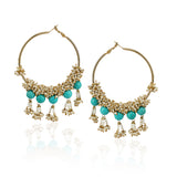 Gold Plated Bala Turquoise Pearl Hoop Earrings